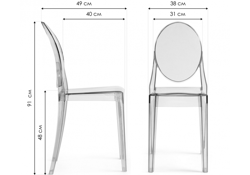 Пластиковый стул, Victoria clear gray