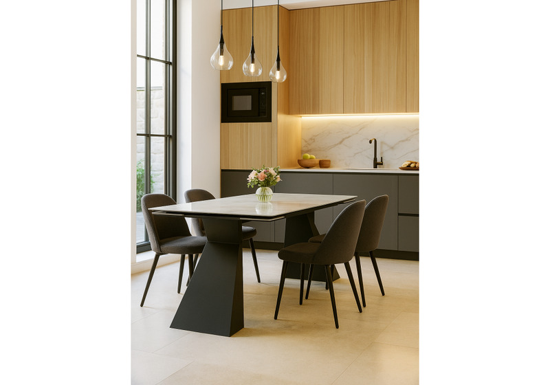 Керамический стол, Денхольм 240(290)х100х75 rystal onyx bianco / черный