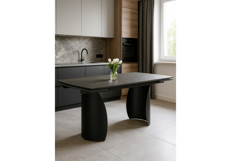 Керамический стол, Готланд 180(240)х90х79 ink gray / черный