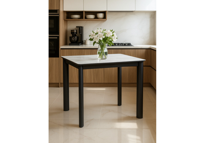 Керамический стол, Кина 90(130)х65х76 alpine white / черный
