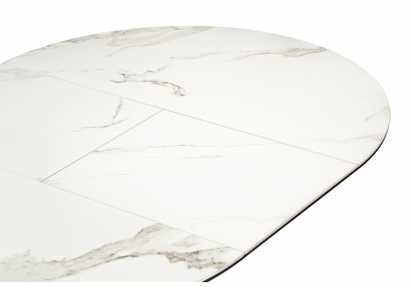 Керамический стол, Нельсон 100(140)х100х76 alpine white / черный