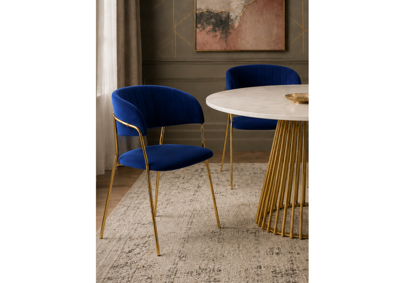 Стул на металлокаркасе, Kamelia 1 dark blue / gold