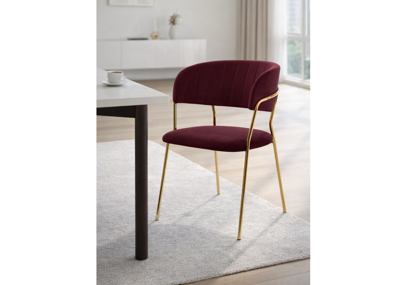 Стул на металлокаркасе, Kamelia 1 wine red / gold