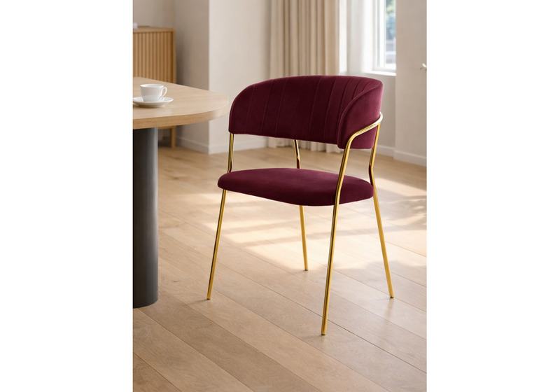 Стул на металлокаркасе, Kamelia 1 wine red / gold