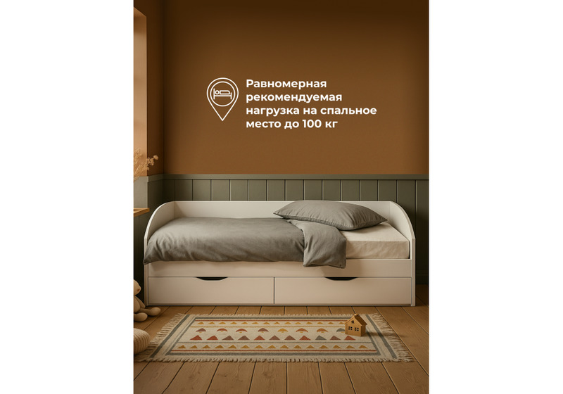 Кровать, Эриол 90x200 белый