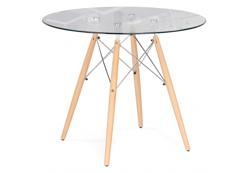 Стол стеклянный, PT-151 80х80х76 clear glass / wood