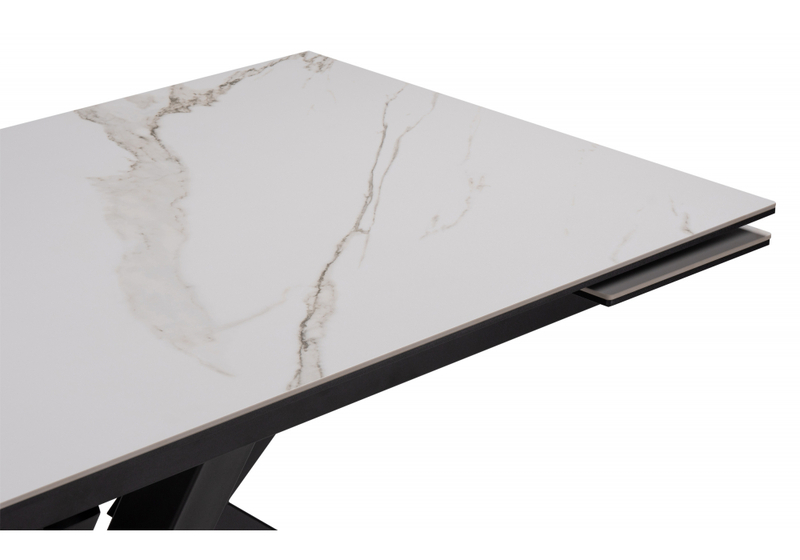 Керамический стол, Бронхольм 140(200)х80х77 белый мрамор / черный