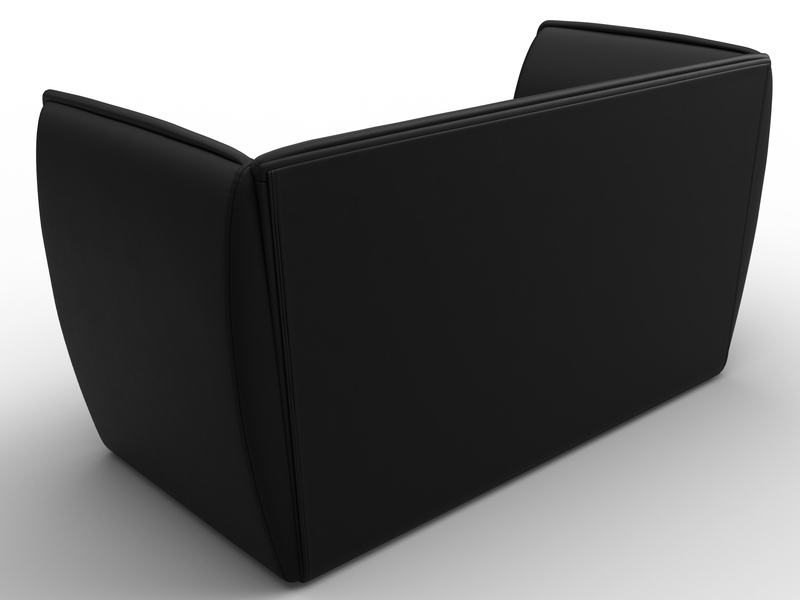 Диван кухонный прямой Бергамо 2-х местный, Экокожа, Черный
