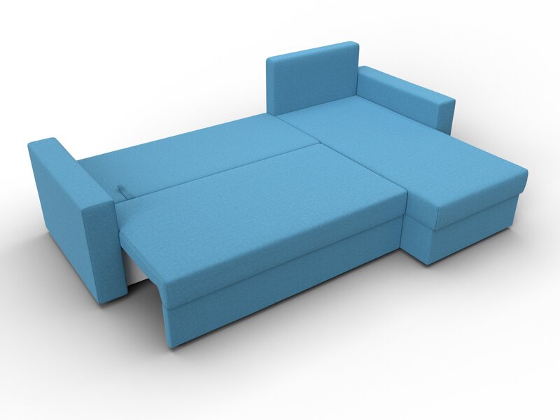 Диван угловой Траумберг Лайт правый угол, Рогожка, Амур 10 голубой