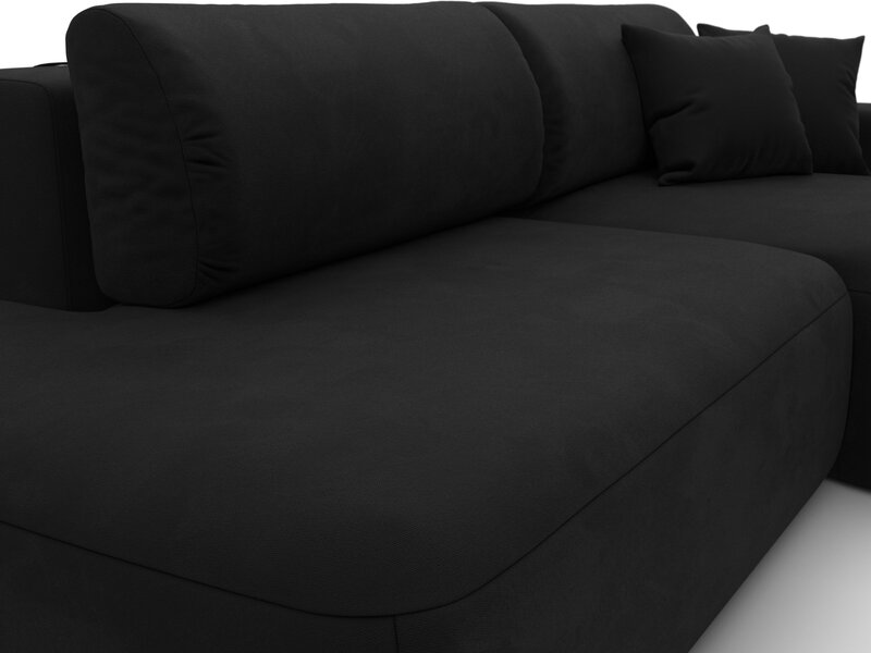 Диван угловой Лига-036 НПБ Модерн правый угол, Микровельвет, Черный