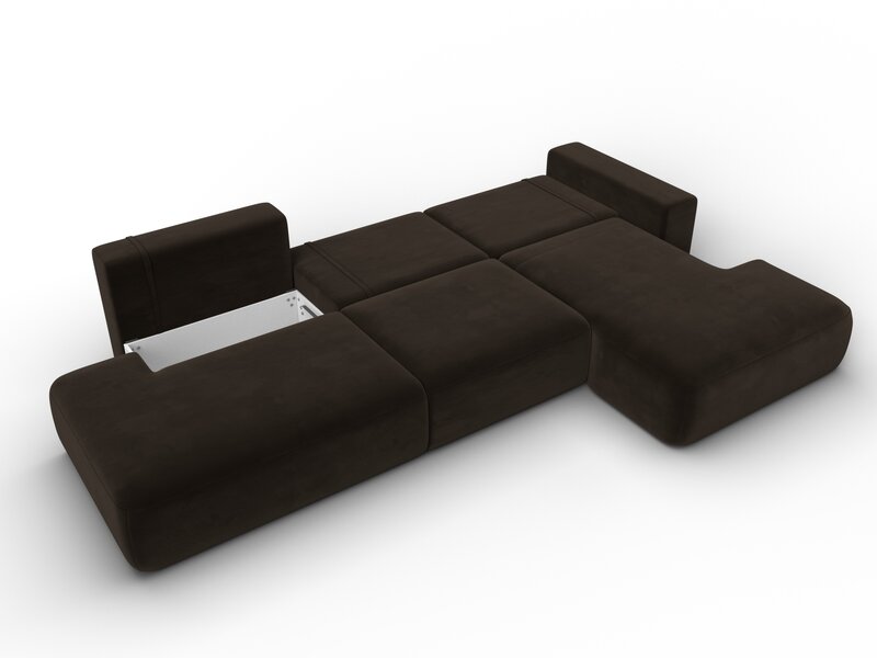 Диван угловой Лига-036 НПБ Модерн Лонг правый угол, Микровельвет, Коричневый