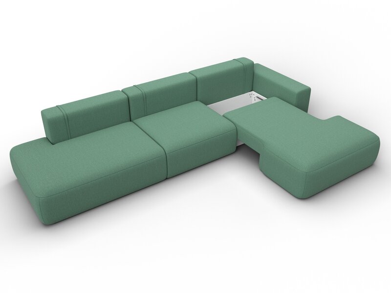 Диван угловой Лига-036 НПБ Модерн Лонг правый угол, Рогожка, Амур 11 зеленый