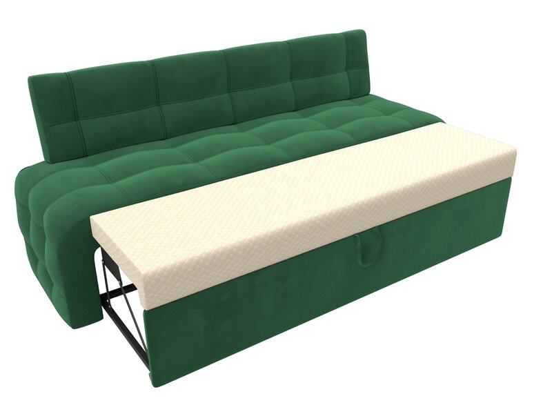 Диван кухонный прямой Люксор, Велюр, SEVEN 626 зеленый