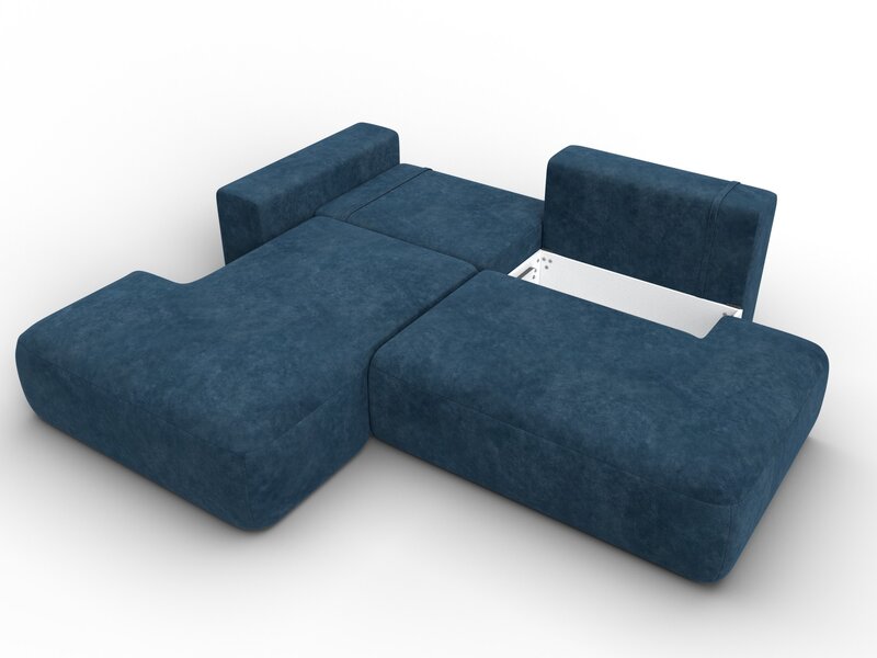 Диван угловой Лига-036 НПБ Модерн левый угол, Велюр, BRUT 11 синий