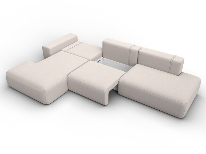 Диван угловой Лига-036 НПБ Модерн Лонг левый угол, Замша, JOLY 05 бежевый