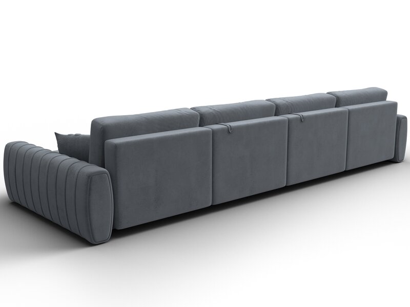 Диван П-образный Лига-057 НПБ Лонг, Велюр, TOWER 10 серый