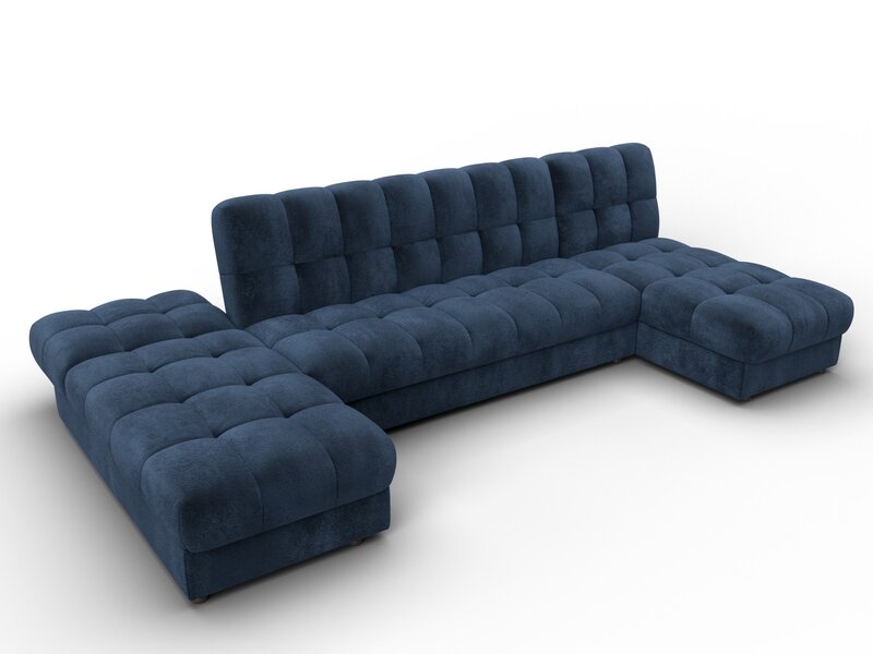 Диван П-образный Лига-116 НПБ, Велюр, TOWER 13 синий