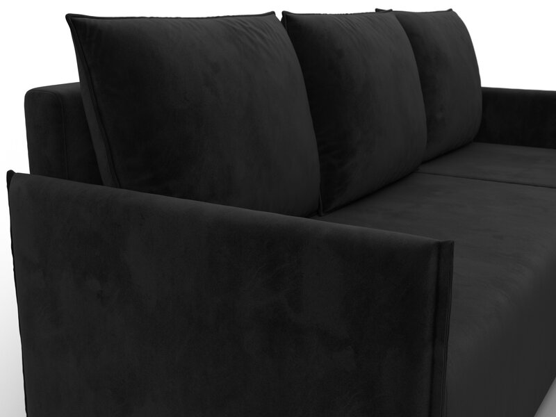 Диван угловой Лига-124 угол универсальный, Велюр, SEVEN 35 черный