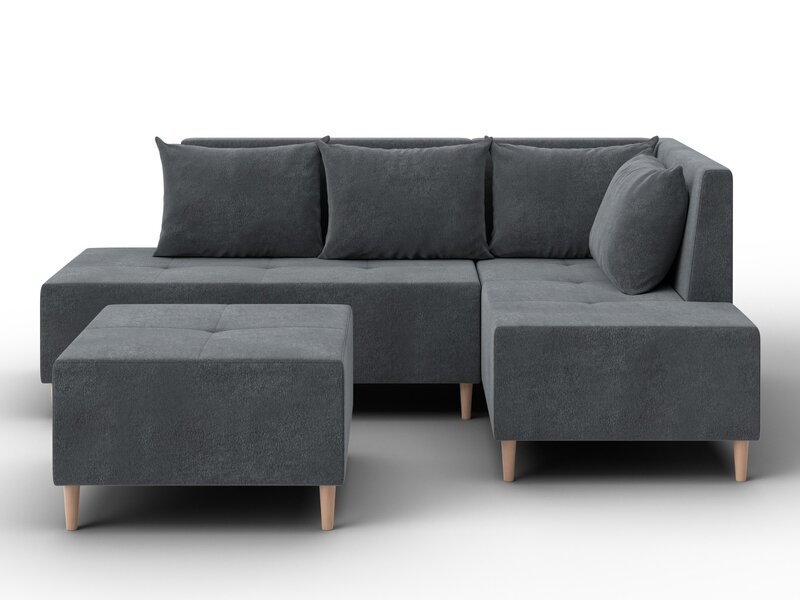 Диван угловой модульный с пуфом Лига-126 угол правый, Велюр, LAIM 23 светло-серый