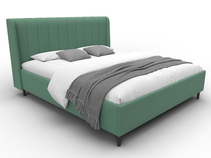 Кровать двуспальная Лига-136 (180), Рогожка, Амур 11 зеленый