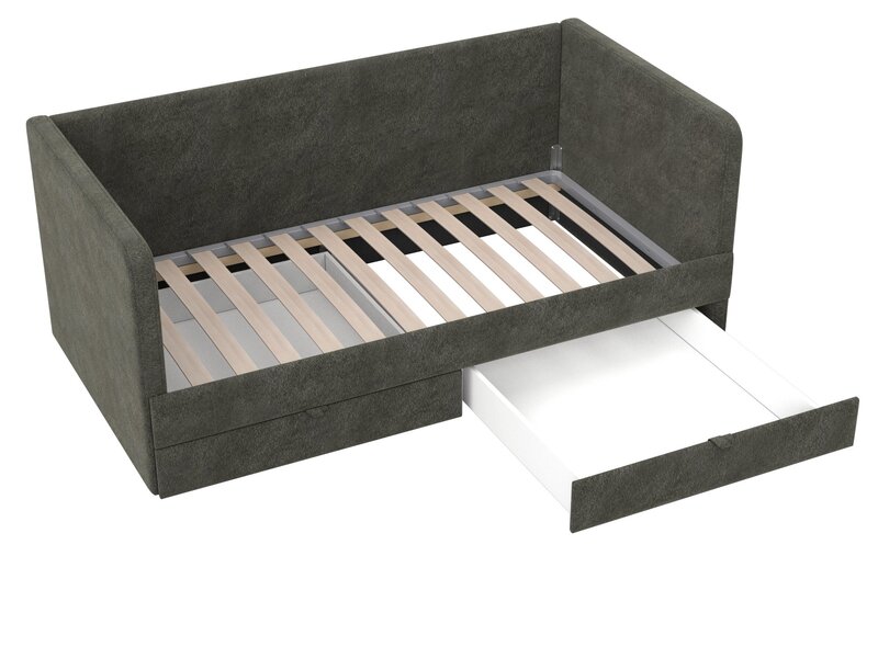 Кровать детская Лига-143, Велюр, LAIM 10 темно-коричневый