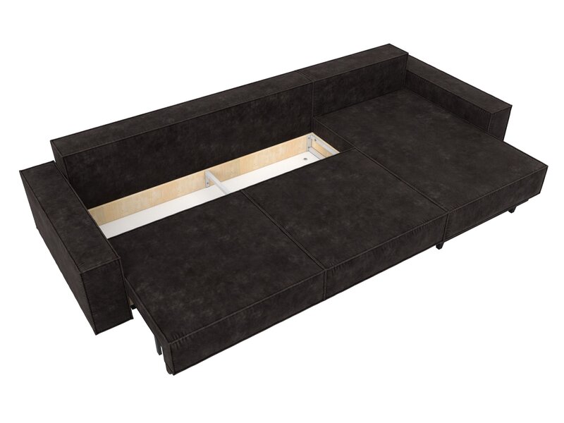 Диван угловой Лига-144 НПБ угол универсальный, Велюр, BRUT 17 коричневый