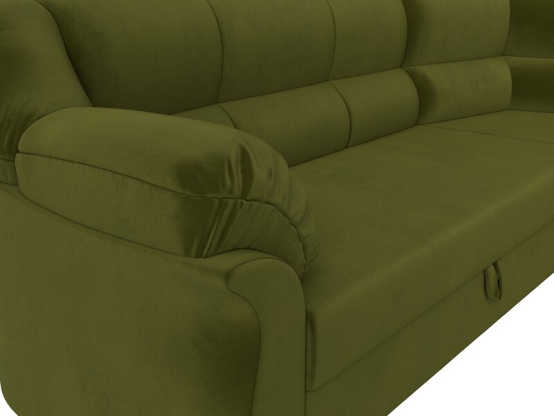 Диван угловой Карнелла правый угол, Микровельвет, Зеленый