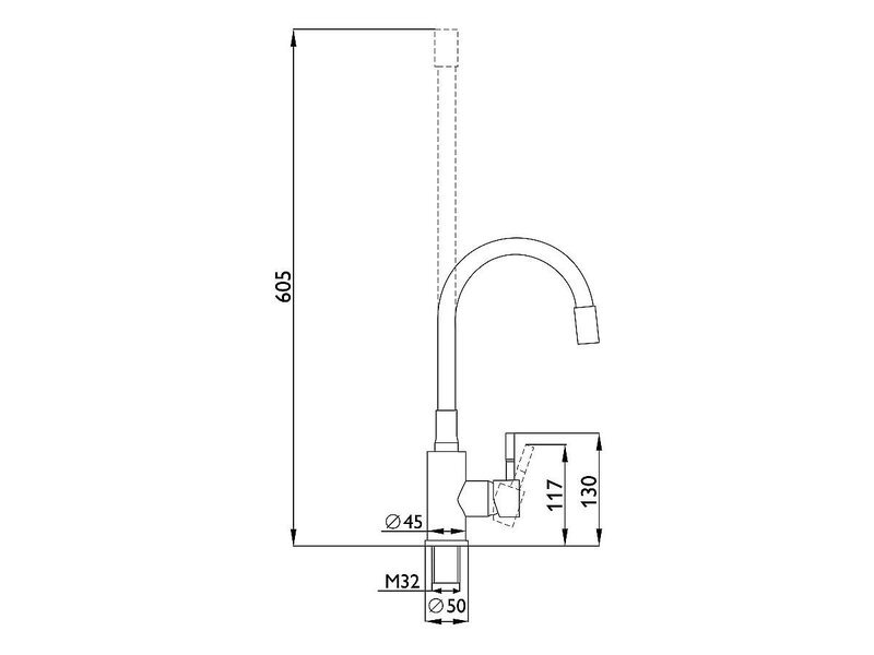 Смеситель для кухни 345/215 1Р, Белый сатин