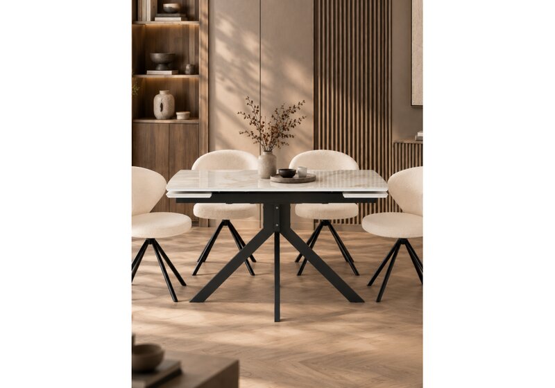 Керамический стол, Катчел 120(180)x80 calacatta gold / черный