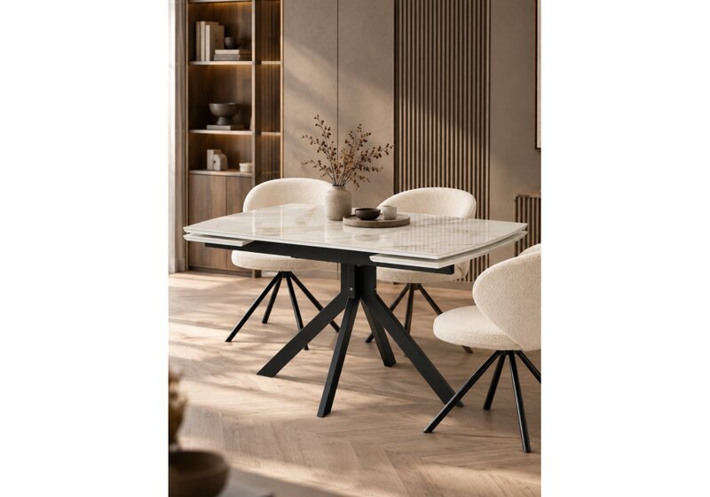 Керамический стол, Катчел 120(180)x80 calacatta gold / черный