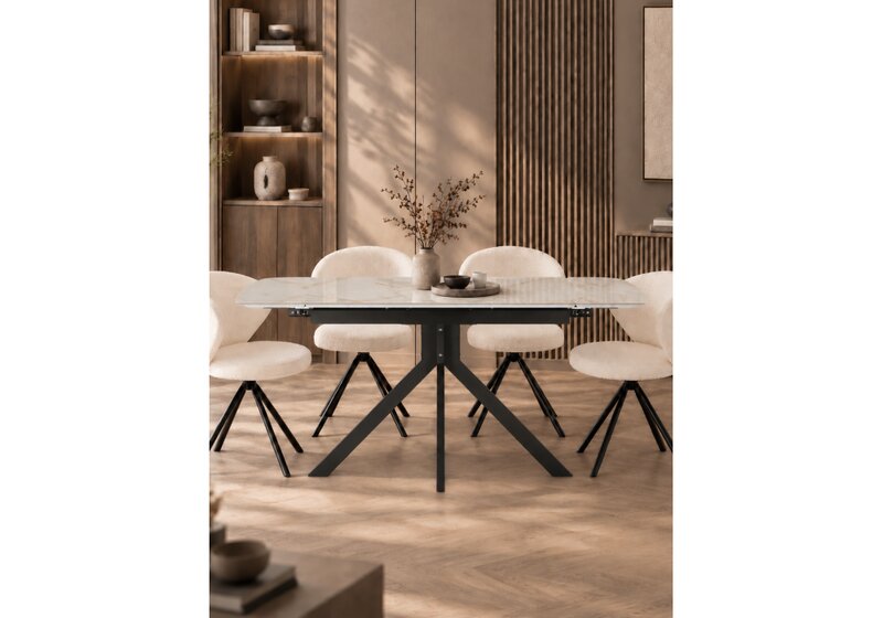 Керамический стол, Катчел 120(180)x80 calacatta gold / черный