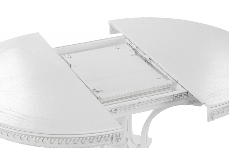 Стол деревянный, Нозеан круглый белый / серебро