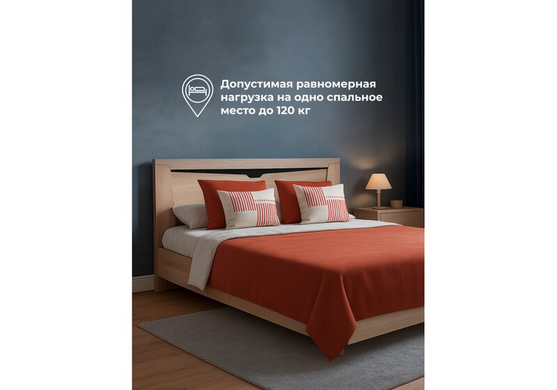 Кровать, Магантия 160х200 с ПМ парящая дуб баррик