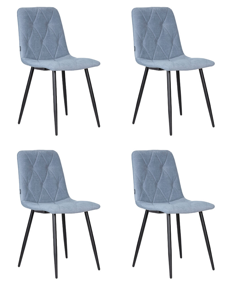 Набор 4 шт Стул обеденный DOBRIN CHILLY ROMBO, Серо-голубой Simple 26, основание черное