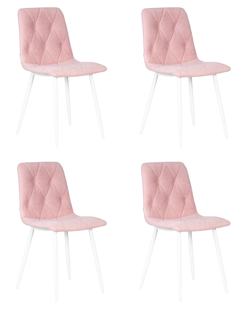 Набор 4 шт Стул обеденный DOBRIN CHILLY ROMBO, Розовый Simple 03, основание белый
