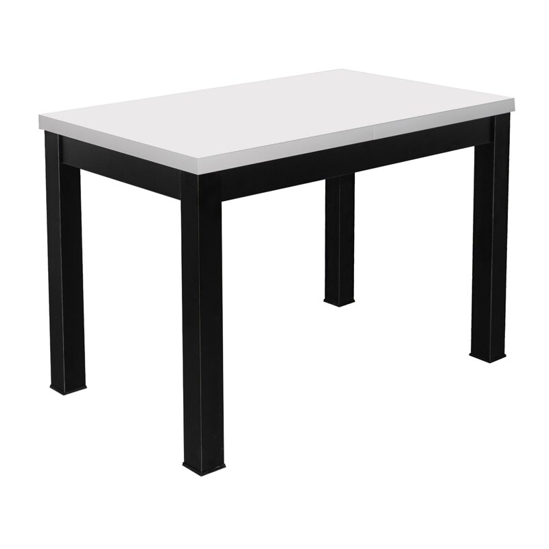 Стол раздвижной BLACK, 1100(1490)*670*770, (белый мат), Белый матовый / черный
